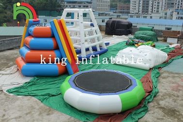 PVC Tarpaulin Inflatable Floating Island Climbing Tower Slide For Water Park