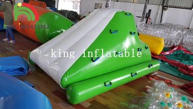 Inflatable Mini Iceberg For Water Parks With Slide Green And White