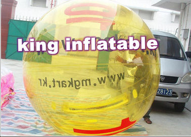 Customized Yellow Inflatable Water Ball / Inflatable Walk On Water Ball With Logo