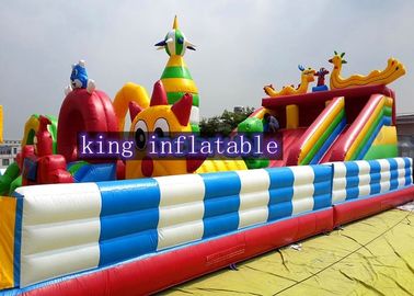 Funny Outdoor Inflatable Amusement Park With Slide / Castle And Climb