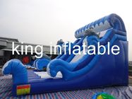 0.55mm PVC Tarpaulin Inflatable Dry Slide Blue / White Slide Attached For Amusement