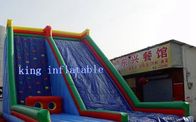 Custom Blue Inflatable Water Slide , Kids Entertainment Climbing Wall Inflatable Toys Slide