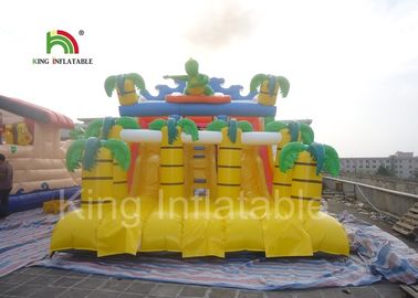 Outdoor 8m * 6m Double Lanes Dinosaur Blow Up Dry Slide By Plato 0.55mm PVC Tarpaulin