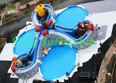 Huge Inflatable Water Parks With Cartoon Characters , Slides , Swimming Pools