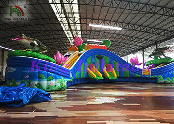 PVC Airtight Green Inflatable Water Parks With Slides And Pools For Commercial