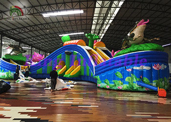 PVC Airtight Green Inflatable Water Parks With Slides And Pools For Commercial