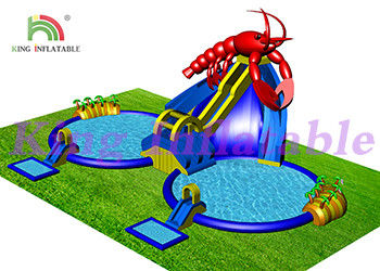 Outdoor Huge Commercial Inflatable Water Parks With Slide And Pool 1 Year Warranty