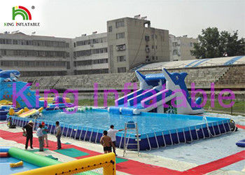 Blue / White Inflatable Water Parks Multi Fun In Slide , Pool And Water Toys