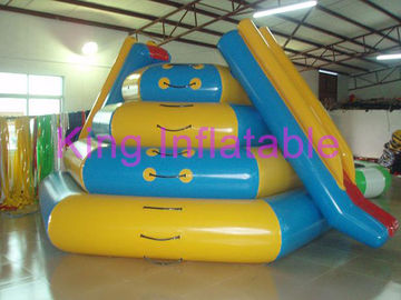 Blue / Yellow Giant Blow up Water Toy CE 0.9mm PVC Tarpaulin Slide For Water Equipment