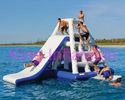0.9mm Plato Blue / White Blow Up Water Toy Floating Aqua Slide For Water Park With CE