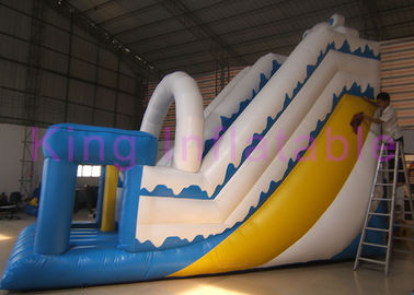 White Blue Single Lane Blow Up Dry Slide PVC Jumping Bouncer With 2 Years Warranty