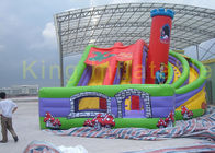 Great  Inflatable Dry Slide Paradise With Castle / Turning For Kids Sliding Fun