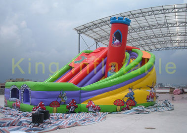 Great  Inflatable Dry Slide Paradise With Castle / Turning For Kids Sliding Fun