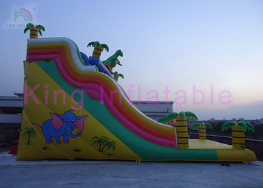 Outdoor 8m * 6m Double Lanes Dinosaur Blow Up Dry Slide By Plato 0.55mm PVC Tarpaulin