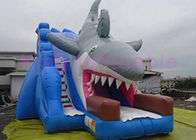 EN14960 Inflatable Dry Slide For Kids , Blue Double Stitch Inflatable Shark Slide