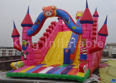 Customized 0.55mm PVC Pink Inflatable Vivid Animals Dry Slide amusement park