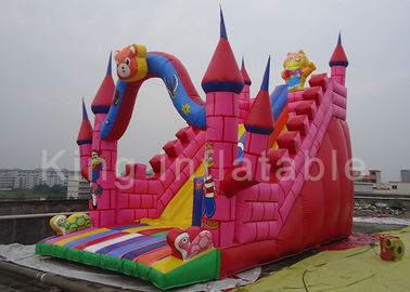 Customized 0.55mm PVC Pink Inflatable Vivid Animals Dry Slide amusement park