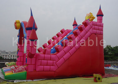 Customized 0.55mm PVC Pink Inflatable Vivid Animals Dry Slide amusement park