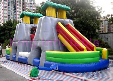 Grey Castle Shuttle Inflatable Dry Slide With Red / Yellow Slipway Blew By CE Blower