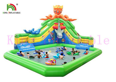 Colorful Sea Animal Theme Durable PVC Blow Up Water Park With Slide / Pool / Water Toys