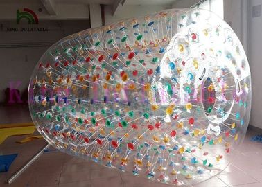1.0mm Transparent PVC Inflatable Water Toy / Roller With Multicolor Dots