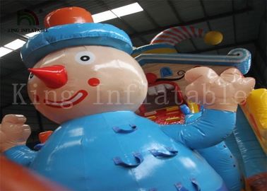 Colorful Clown 0.55mm PVC Inflatable Commercial Bounce Houses With Slide For Kids