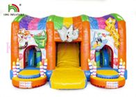 Colorful Jungle Wild Animal PVC Inflatable Jumping Castle With Slide For Kids