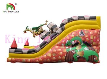 Commercial PVC Tarpaulin Dinosaur Inflatable Dry Slide Digital Printing For Kids