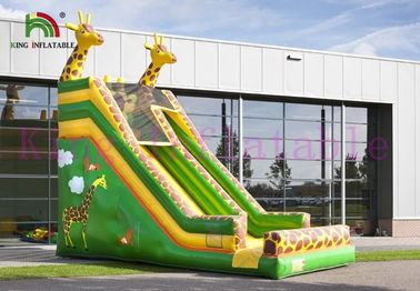Green / Yellow Giraffe PVC Inflatable Dry Slide Customize Slide For Outdoor Activities