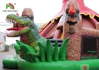 Antiquity Color Dinosaur Inflatable Jumping Castle With Slide Roof Covered Playground