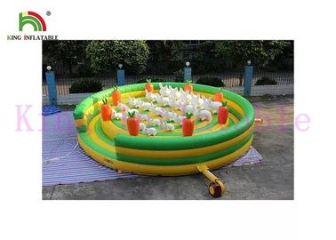 PVC Tarpaulin Colorful Commercial Bounce Houses Rabbits / Carrots Jumping Playground