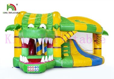 Green / Yellow 0.55mm PVC Commercial Bounce Houses And Slide With CE Approved