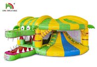 Green / Yellow 0.55mm PVC Commercial Bounce Houses And Slide With CE Approved