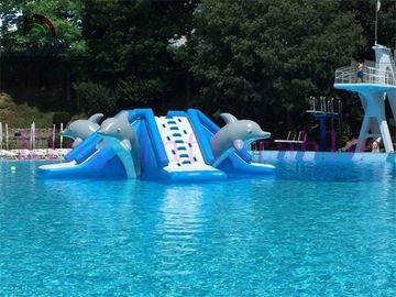 Commercial 0.9mm PVC Tarpaulin Inflatable Big Air Slide Dolphin Toy For Water Park