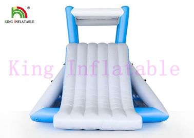 Professional Blue White Inflatable Water Toys Climbing Tower Slide With Roof