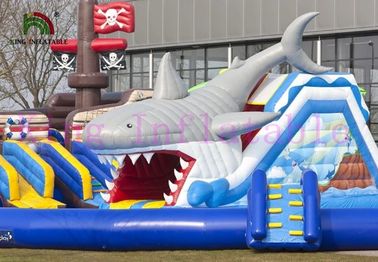 Pirate / Shark 0.9mm PVC Inflatable Water Park Multiplay / Colorful Playground