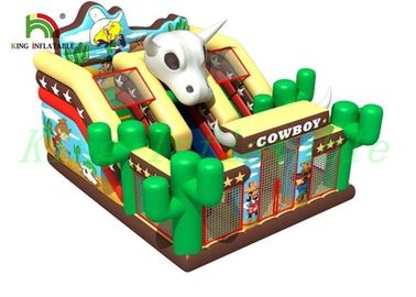 Cowboy Blow Up Slide With Jumping Course 0.55mm PVC Tarpaulin Playground