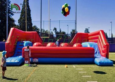 Lead Free Red Or Blue  Inflatable Sports Games / Blow Up Obstacle Course And Slide