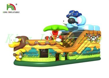 Animal Pirate  Inflatable Bouncy Boat With Slide Digital Printing Boat Shape