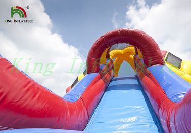 Triple Lanes Volcano PVC Inflatable Dry Slide With 24 Months Guarantee