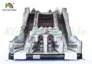 Grey Double Lanes Inflatable Dry Slide Rock Climb Upto Cliff For Amusement