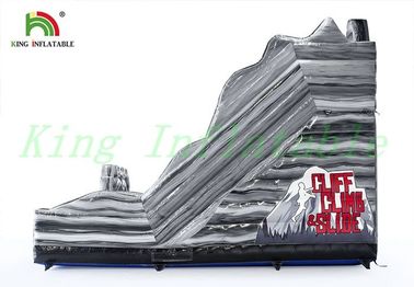 Grey Double Lanes Inflatable Dry Slide Rock Climb Upto Cliff For Amusement