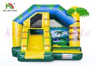 Tropical Wild Animal Theme  Inflatable Jumping Castle With Slide Anti - Ruptured
