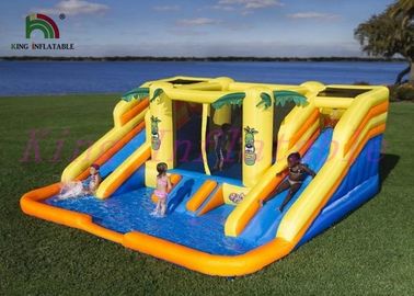 Yellow Blue Plato PVC Tarpaulin Blow Up Water Slide With Bouncer For Amusement