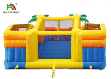 Yellow Blue Plato PVC Tarpaulin Blow Up Water Slide With Bouncer For Amusement