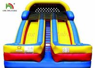 Giant Blue And White Inflatable Dry Slides Waterproof PVC Tarpaulin For Amusement Park