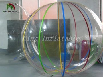 1.0mm PVC Transparent Walk On Water Inflatable Ball With Blue Strings