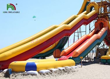 Combo Size PVC Blow Up Single Lane Water Slide Colorful Tube Handrails