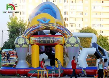 Multicolored Inflatable Amusement Park Football Combo Playground With LED Scoreboard