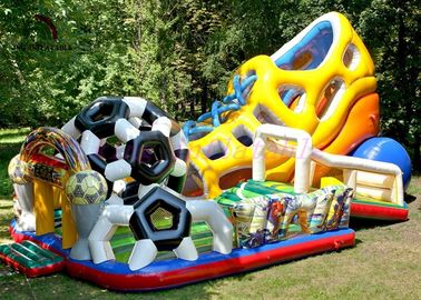 Multicolored Inflatable Amusement Park Football Combo Playground With LED Scoreboard